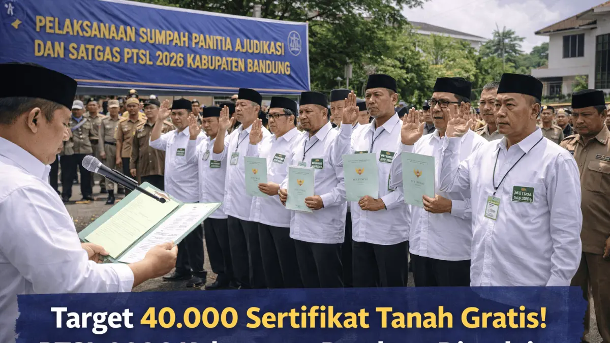 Program pendaftaran tanah sistematis lengkap 2026 resmi dimulai! Target 40.000 sertifikat tanah di Kabupaten Bandung. Cek syarat & manfaatnya!