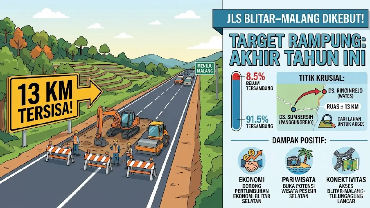 Sisa 13 Km, JLS Blitar–Malang Dikebut, Ditarget Rampung Akhir Tahun Ini