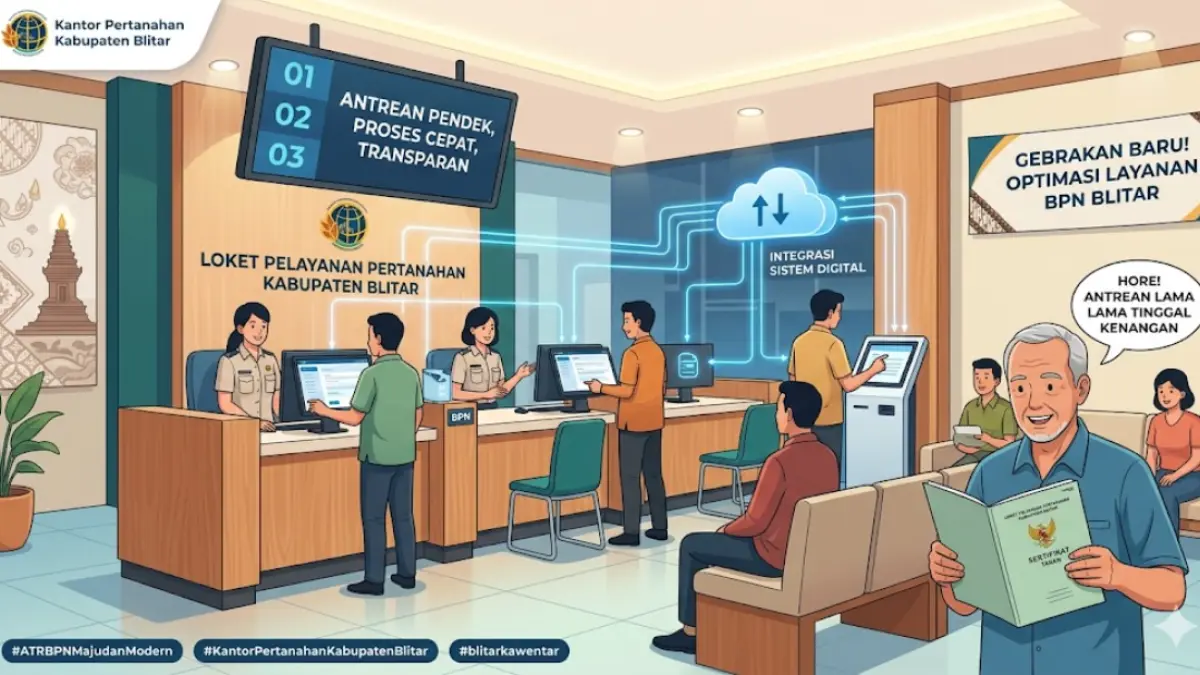Urus tanah kini makin cepat! Kantor Pertanahan Kabupaten Blitar maksimalkan pelayanan loket berbasis digital untuk pangkas antrean warga.