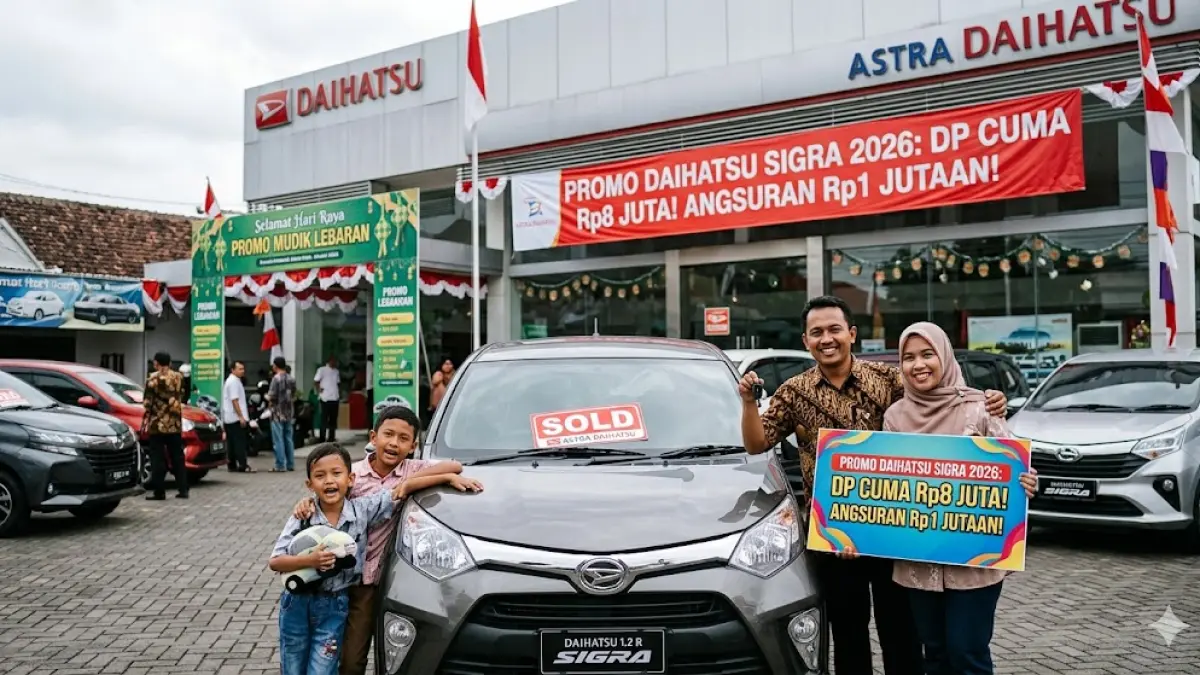 Cek Promo Daihatsu Sigra 2026! DP mulai Rp8 juta, angsuran Rp1 jutaan & undian Umroh gratis. Solusi mobil mudik murah & aman. Klik di sini!