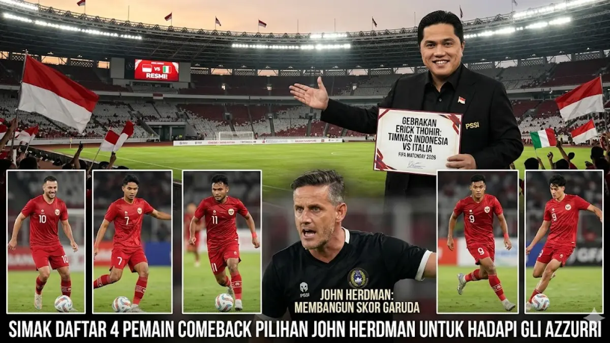 Gebrakan Erick Thohir bawa Italia lawan Skuad Garuda! Simak daftar 4 pemain comeback pilihan John Herdman untuk hadapi Gli Azzurri.