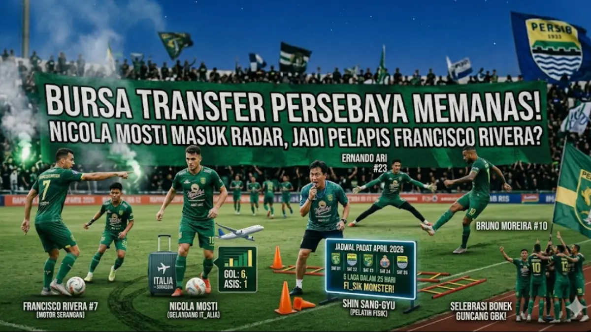 Persebaya Surabaya incar Nicola Mosti sebagai pelapis Francisco Rivera! Shin Sang-gyu genjot fisik pemain hadapi jadwal padat April 2026. Cek infonya!