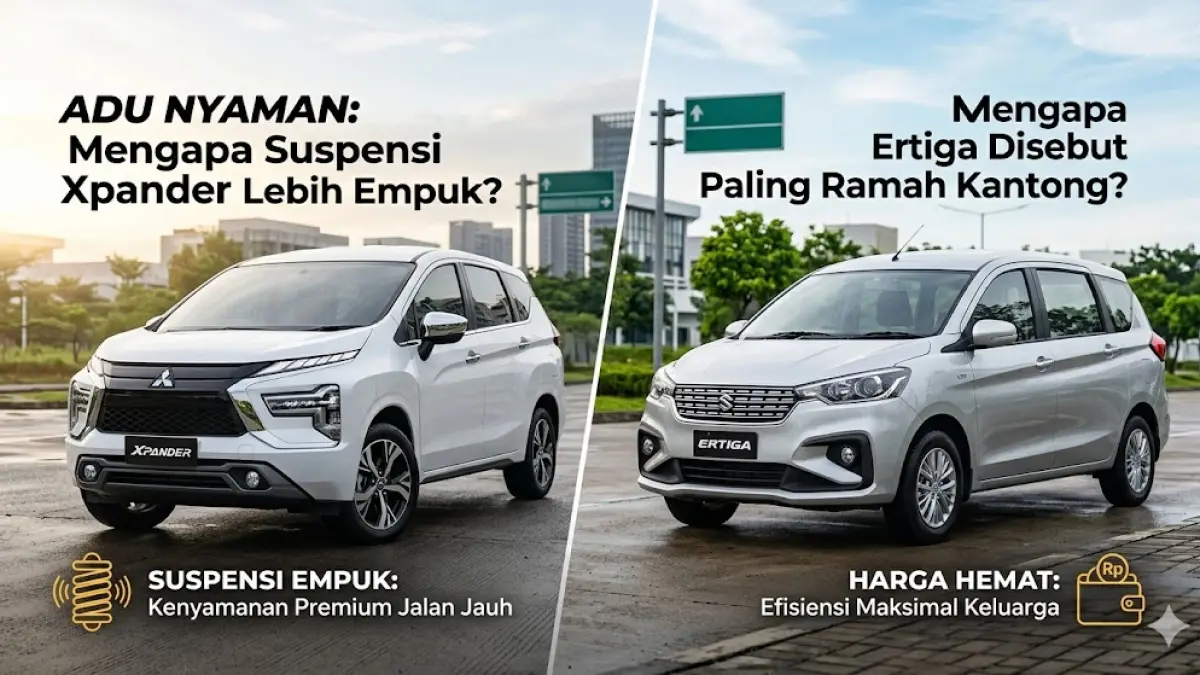 Adu nyaman Xpander vs Ertiga! Temukan alasan mengapa suspensi Xpander lebih empuk dan mengapa Ertiga disebut mobil keluarga paling ramah kantong.