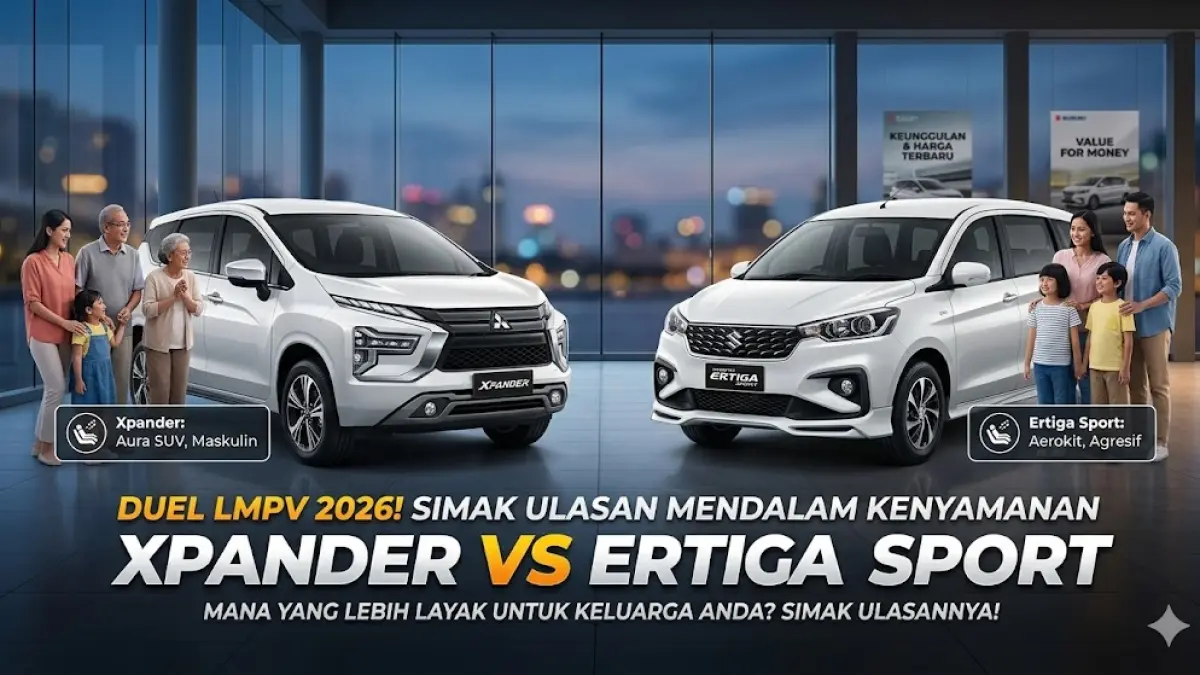 Duel LMPV 2026! Simak ulasan mendalam kenyamanan Xpander vs Ertiga Sport. Mana yang lebih layak untuk keluarga Anda? Simak ulasannya!
