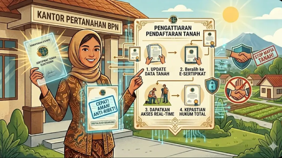 Kementerian ATR/BPN akselerasi Sertifikat Tanah Elektronik! Simak keunggulan, cara urus, dan manfaat keamanan digital untuk aset lahan Anda sekarang juga.