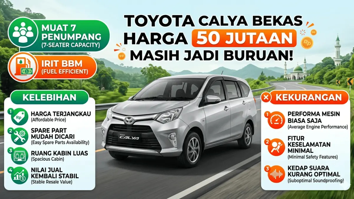 Toyota Calya Bekas Harga 50 Jutaan Masih Jadi Buruan, Irit BBM dan Muat 7 Penumpang, Simak Kelebihan serta Kekurangannya!