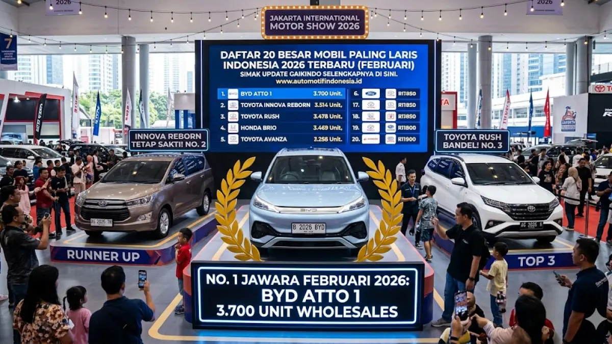 Cek daftar mobil paling laris di Indonesia 2026 terbaru! BYD Atto 1 resmi jadi jawara, Toyota Rush naik drastis. Simak update data Gaikindo selengkapnya.