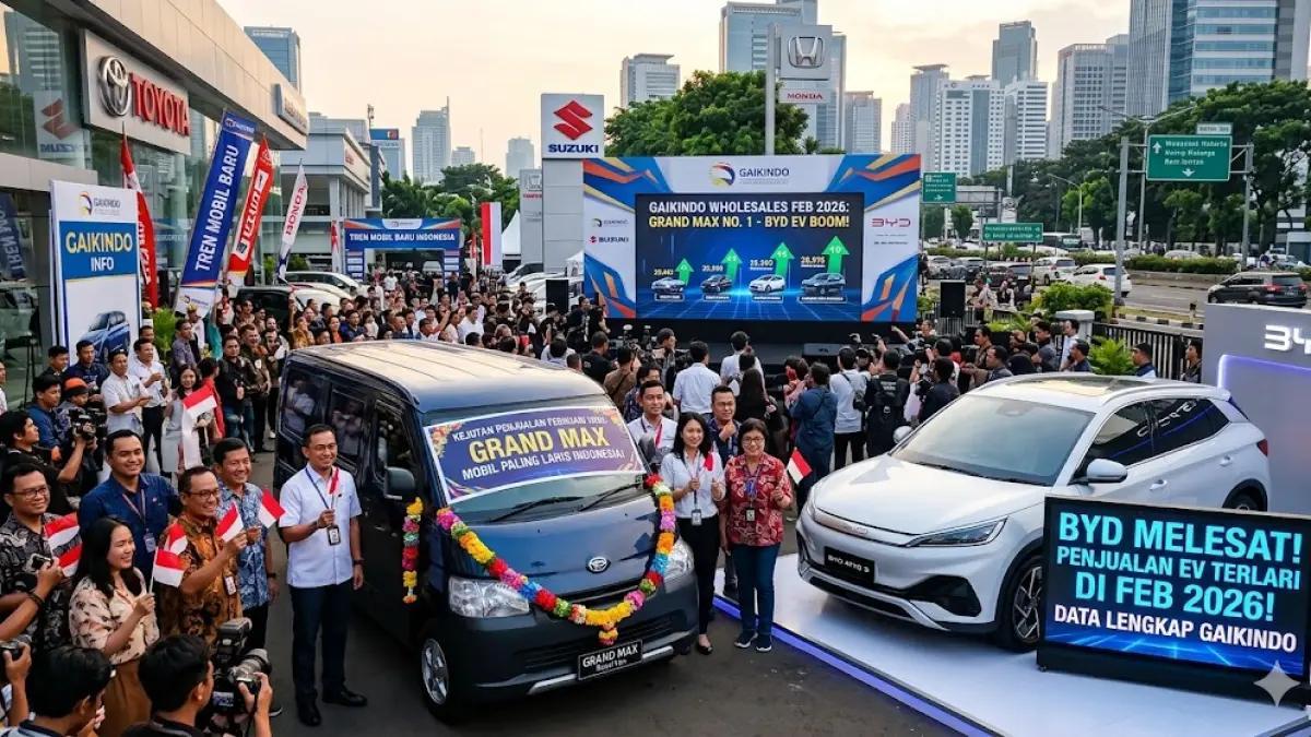 Kejutan penjualan mobil Februari 2026! BYD melesat, Grand Max jadi mobil paling laris di Indonesia 2026 terbaru. Lihat data lengkap wholesales Gaikindo.