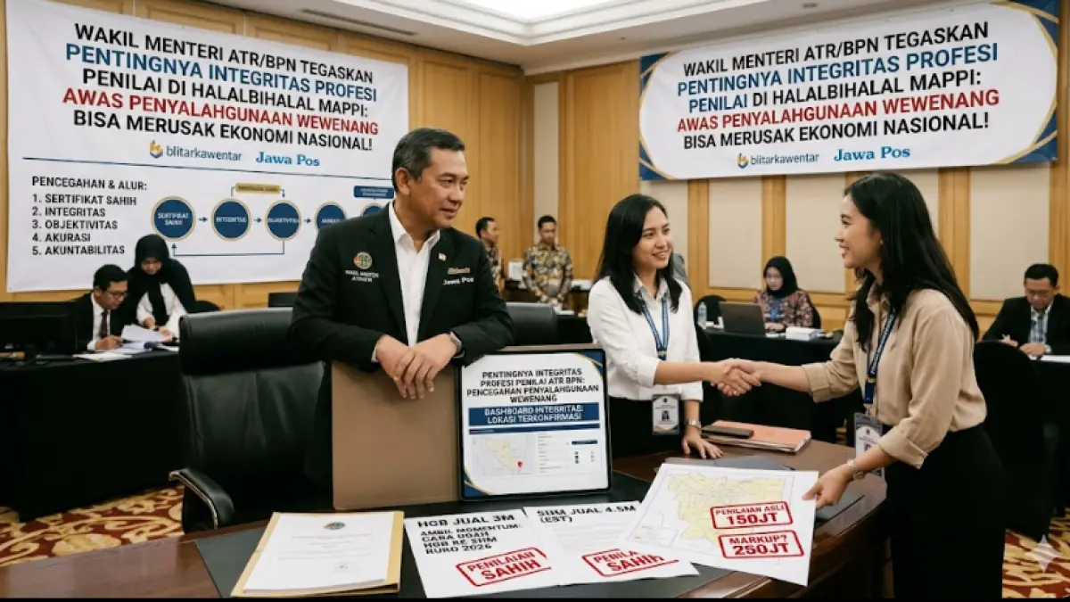 Wamen Ossy Dermawan soroti pentingnya integritas profesi penilai ATR BPN dalam acara MAPPI. Jaga objektivitas nilai aset demi ekonomi nasional yang sehat!