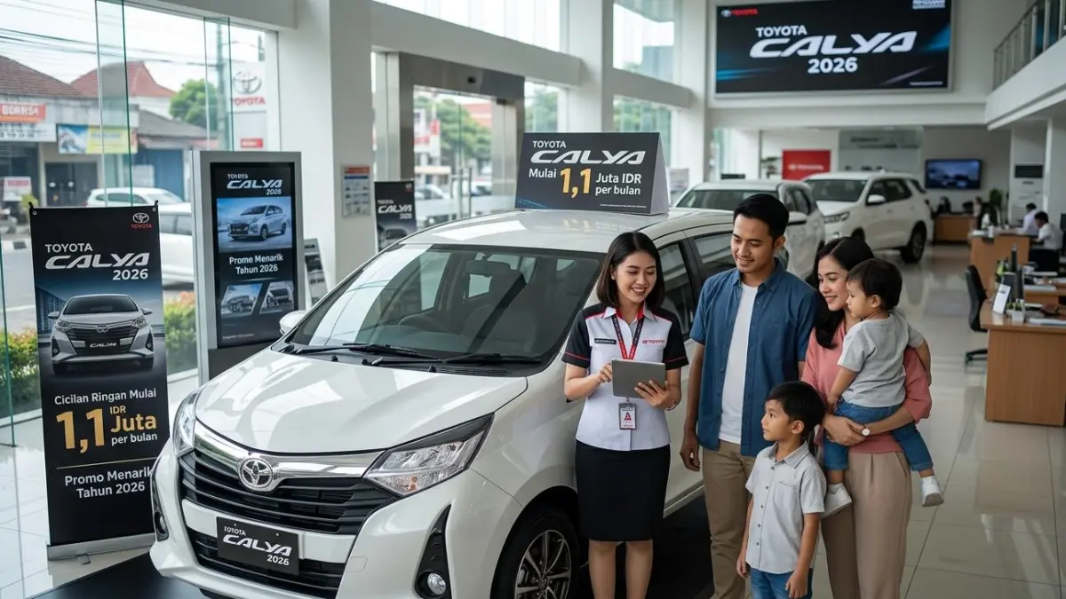 Toyota Calya 2026 cicilan 1,1 juta bikin heboh! Promo DP ringan, bunga 0%, diskon besar, dan bonus lengkap.
