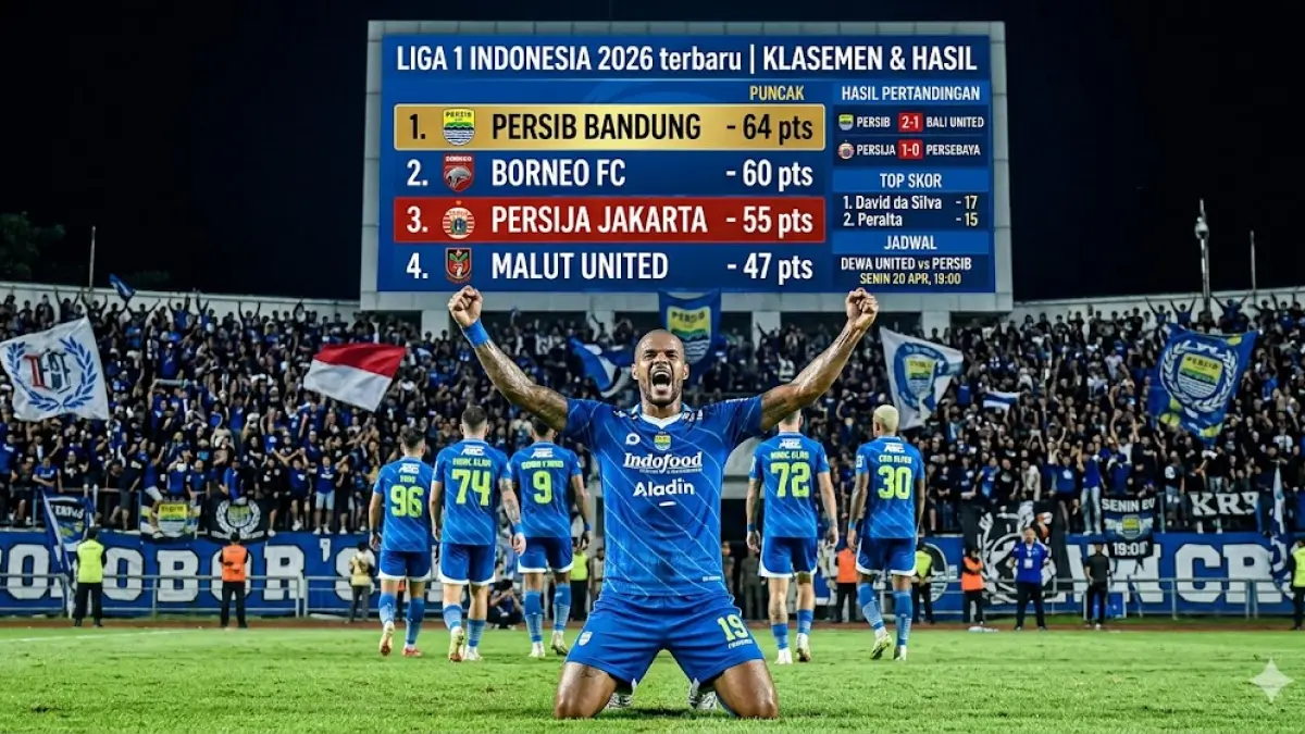 Update Klasemen Liga 1 terbaru usai pekan panas April 2026. Persib makin dekat dengan juara, sementara papan bawah makin bergejolak. Klik untuk info selengkapnya!