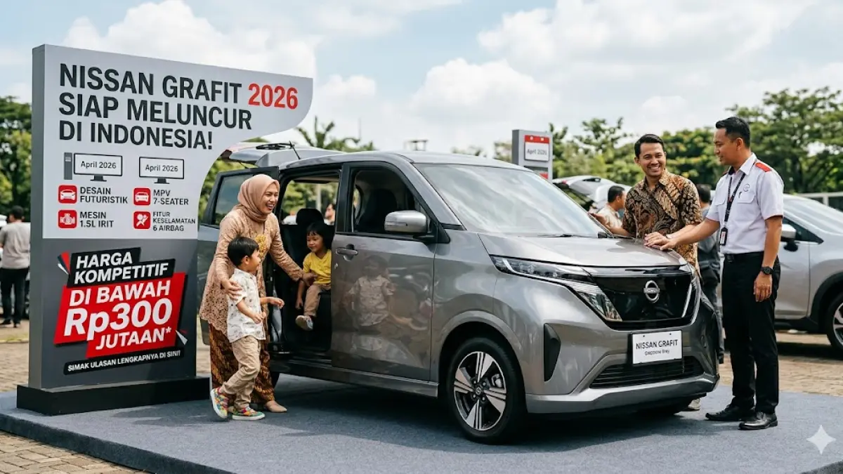 Intip bocoran spesifikasi Nissan Grafit 2026! Penantang baru Avanza dengan mesin 1.5L bensin, kabin super lega, dan fitur keselamatan lengkap.