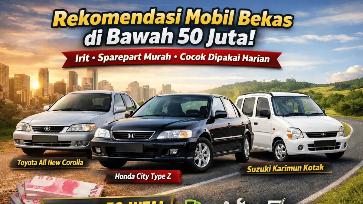 Rekomendasi mobil bekas di bawah 50 juta yang irit, bandel, dan mudah dirawat. Pilihan terbaik untuk kendaraan harian murah.