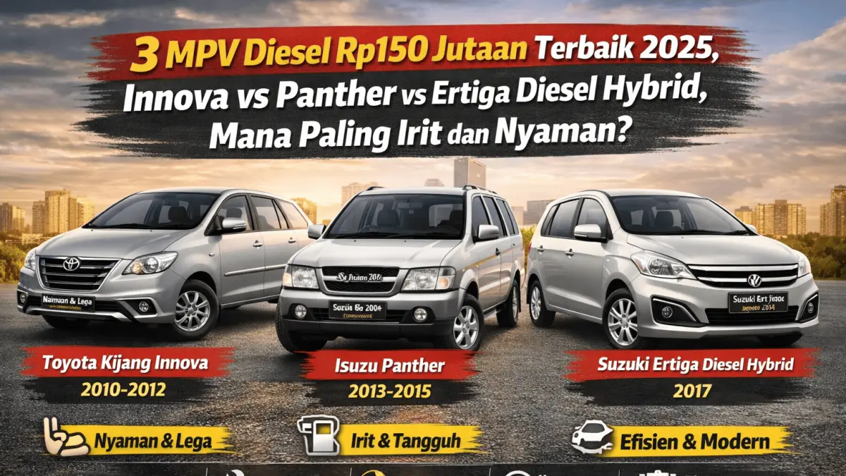 3 MPV diesel Rp150 jutaan terbaik 2025: Innova, Panther, dan Ertiga diesel hybrid, mana paling irit dan nyaman?