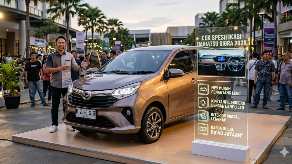 Cek spesifikasi Daihatsu Sigra 2026, MPV murah penantang LCGC yang kini tampil modern dengan lampu LED, interior digital, dan harga mulai Rp140 jutaan.