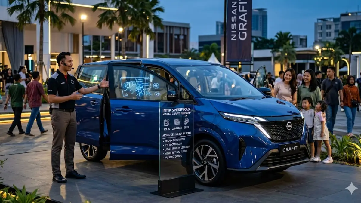 Cek spesifikasi Nissan Grafit terbaru 2026! MPV 7-seater berbasis Renault Triber dengan fitur 6 airbag dan mesin 1.0L yang super irit.