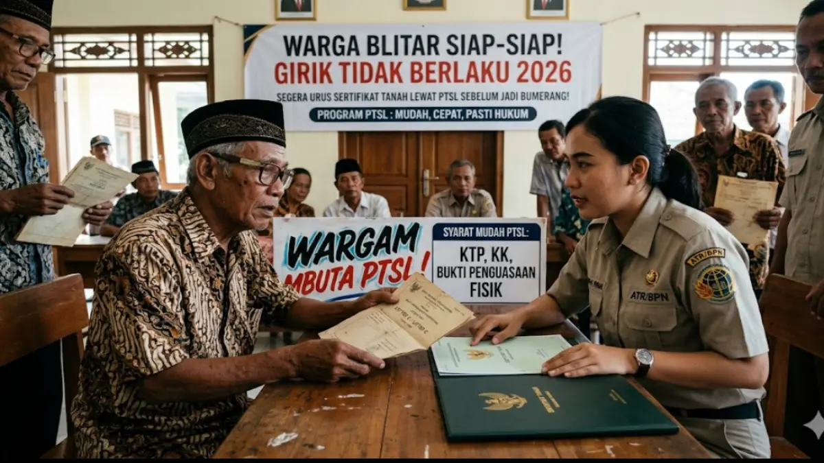 Girik Tidak Berlaku 2026! Warga Blitar diminta segera urus sertifikat tanah lewat PTSL agar aman dari mafia tanah. Simak syarat dan kemudahannya di sini.