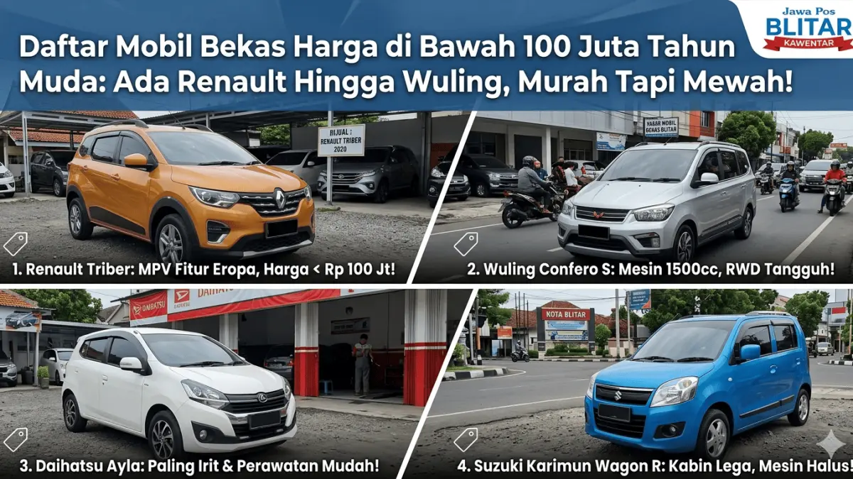 Cari mobil bekas harga di bawah 100 juta tahun muda? Ini 4 pilihan terbaik 2020-2021 yang irit, nyaman, dan cocok untuk keluarga di Blitar! (Gemini AI)