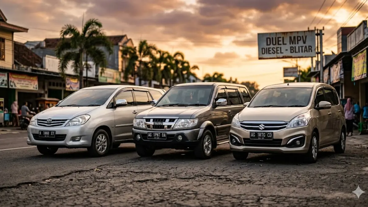 Cari mobil keluarga bekas irit BBM harga 150 jutaan di tahun 2025? Cek duel MPV diesel terbaik: Innova, Panther, dan Ertiga di sini! (gemini ai)