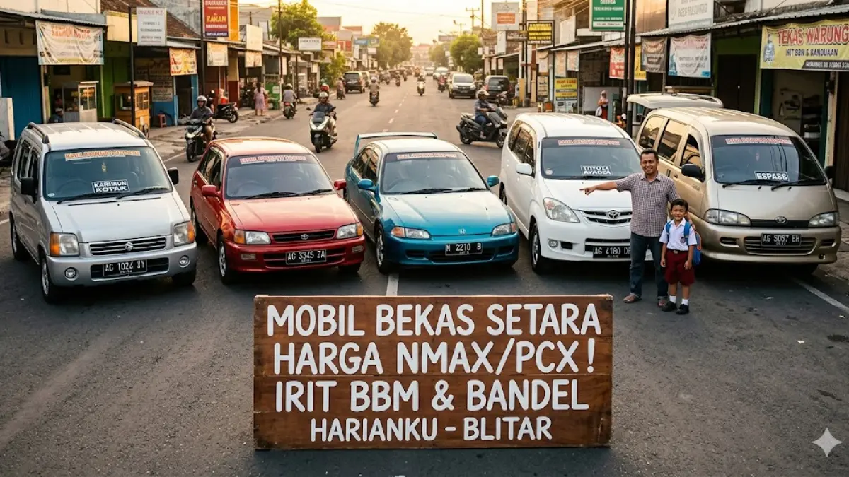 Simak draf mobil bekas murah perawatan ringan setara harga NMAX/PCX. Irit BBM, pajak murah, dan cocok untuk harian. Intip tips memilihnya di sini! (gemini ai)