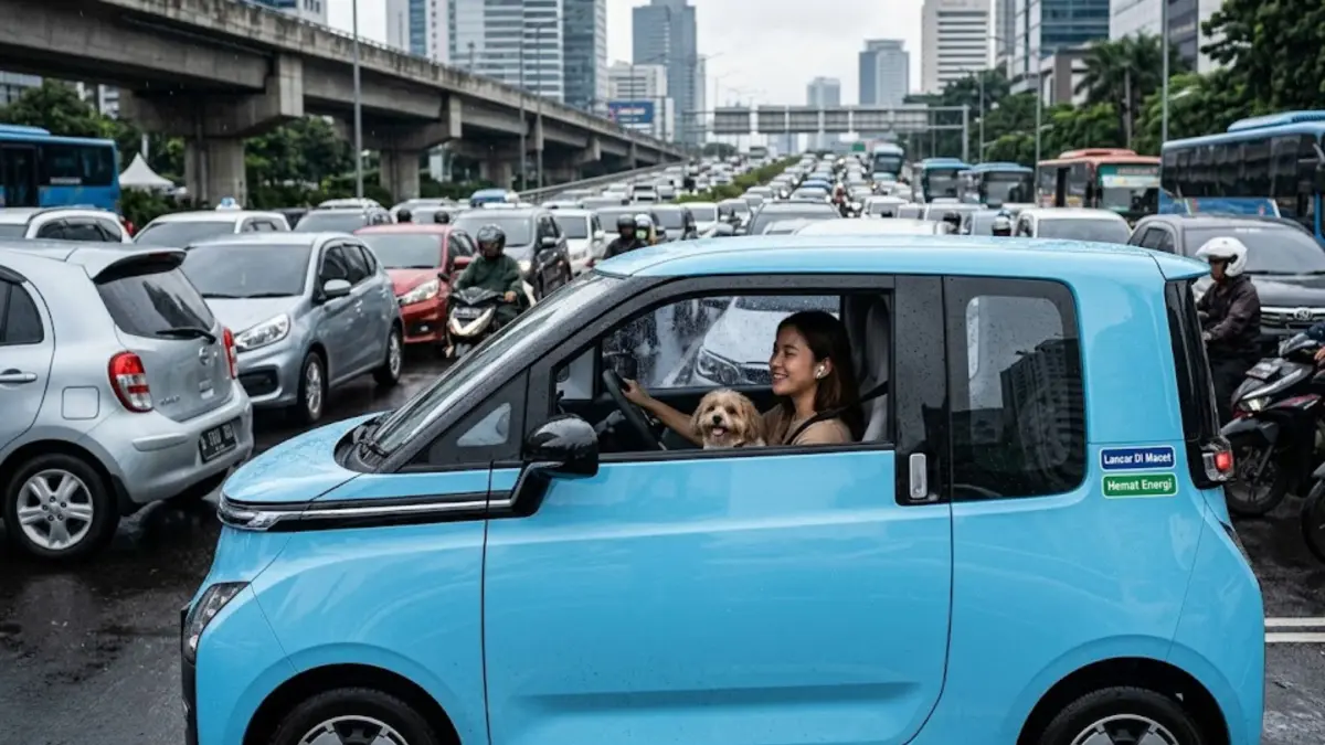 Mobil kecil murah nyaman di kemacetan 2026, irit BBM, lincah di jalan sempit, solusi praktis untuk mobilitas harian. (GEMINI AI)