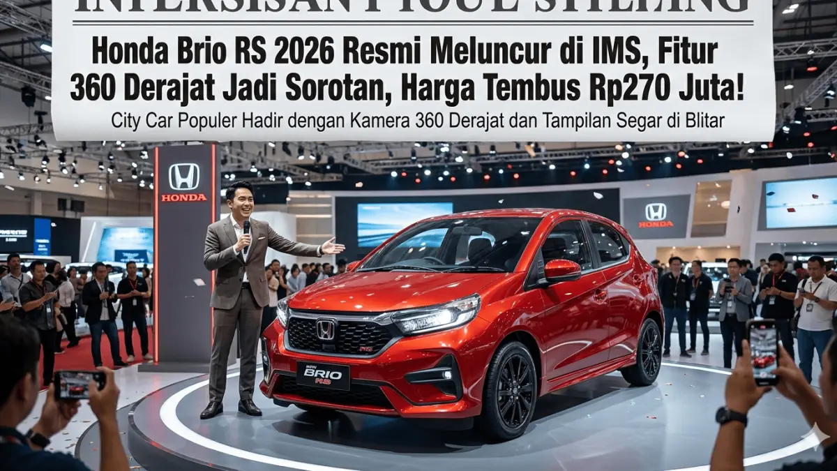 Honda Brio RS 2026 hadir di IMS dengan fitur kamera 360 derajat dan desain baru, harga Rp270 juta jadi sorotan.