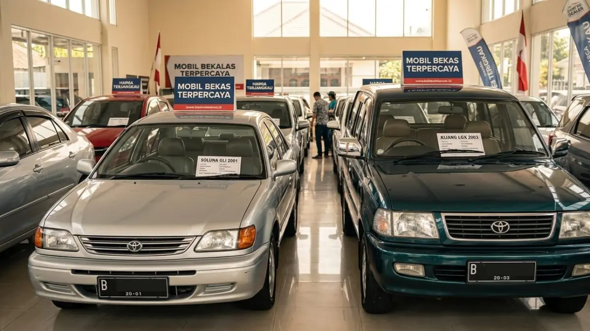 Mobil bekas murah aman: Toyota Soluna dan Kijang LGX jadi rekomendasi terbaik, hindari BMW jika budget terbatas.