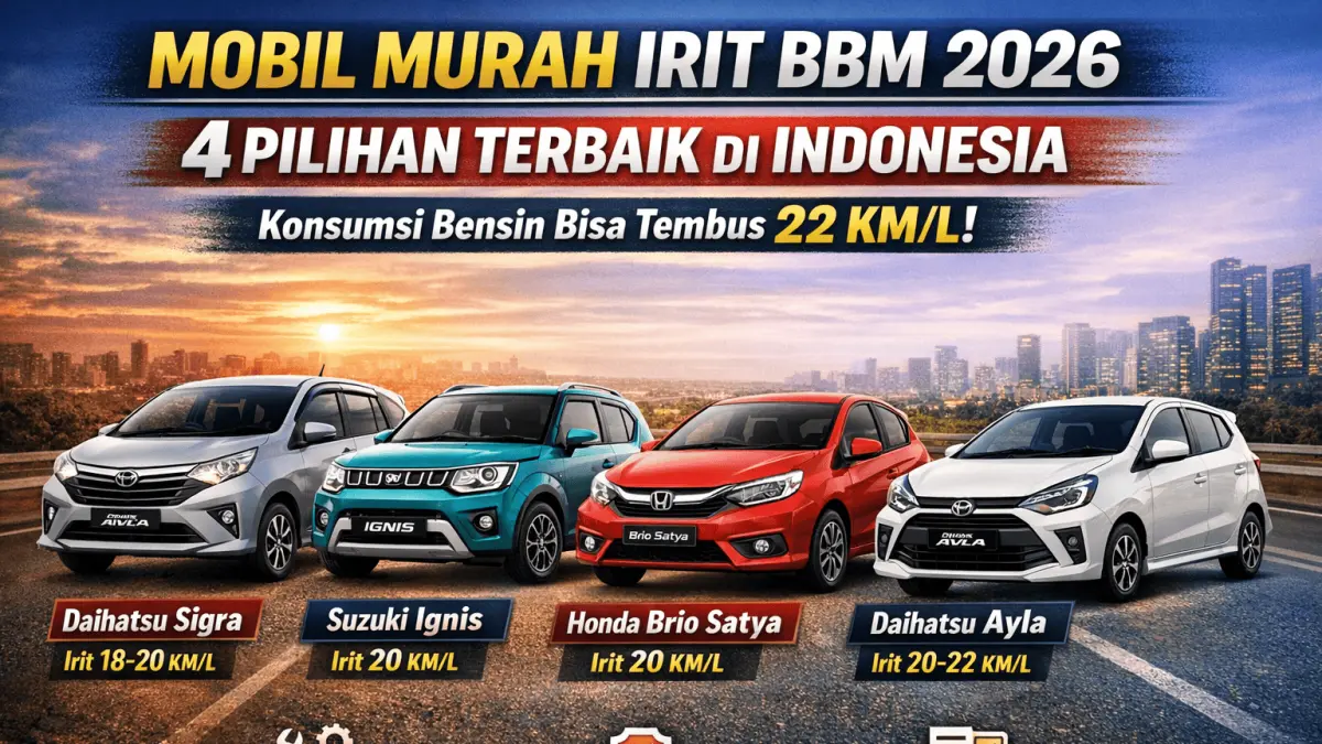 Mobil murah irit BBM 2026 jadi incaran! Ini 4 mobil paling hemat bensin di Indonesia dengan konsumsi hingga 22 km/l.