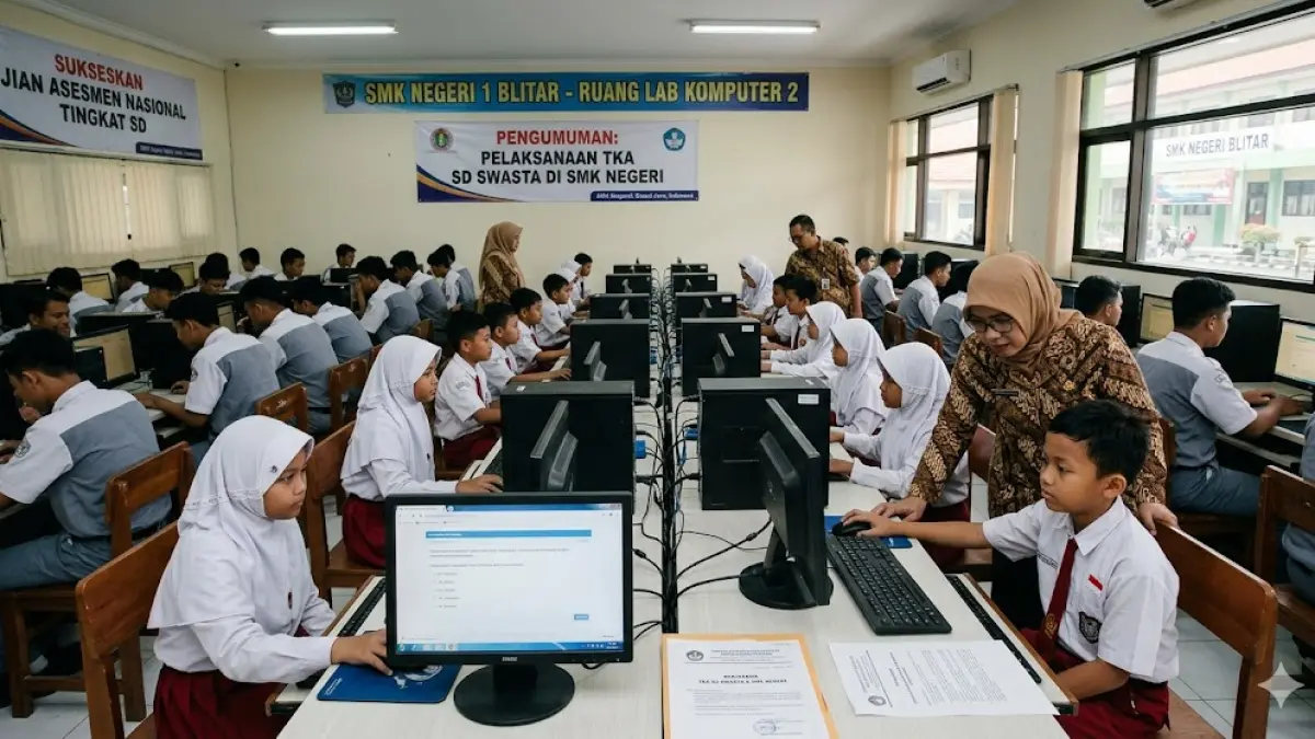 Pelaksanaan tes kemampuan akademik (TKA) tingkat sekolah dasar (SD) di Kabupaten Blitar dimulai hari ini. (Gemini AI)