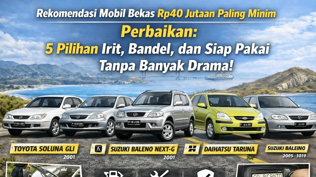 Rekomendasi mobil bekas Rp40 jutaan minim perbaikan, pilihan irit dan bandel yang siap pakai tanpa banyak biaya tambahan.