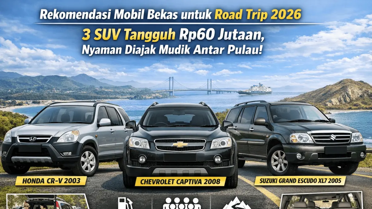 Rekomendasi mobil bekas untuk road trip Rp60 jutaan, SUV tangguh dan nyaman untuk mudik jarak jauh antar pulau.