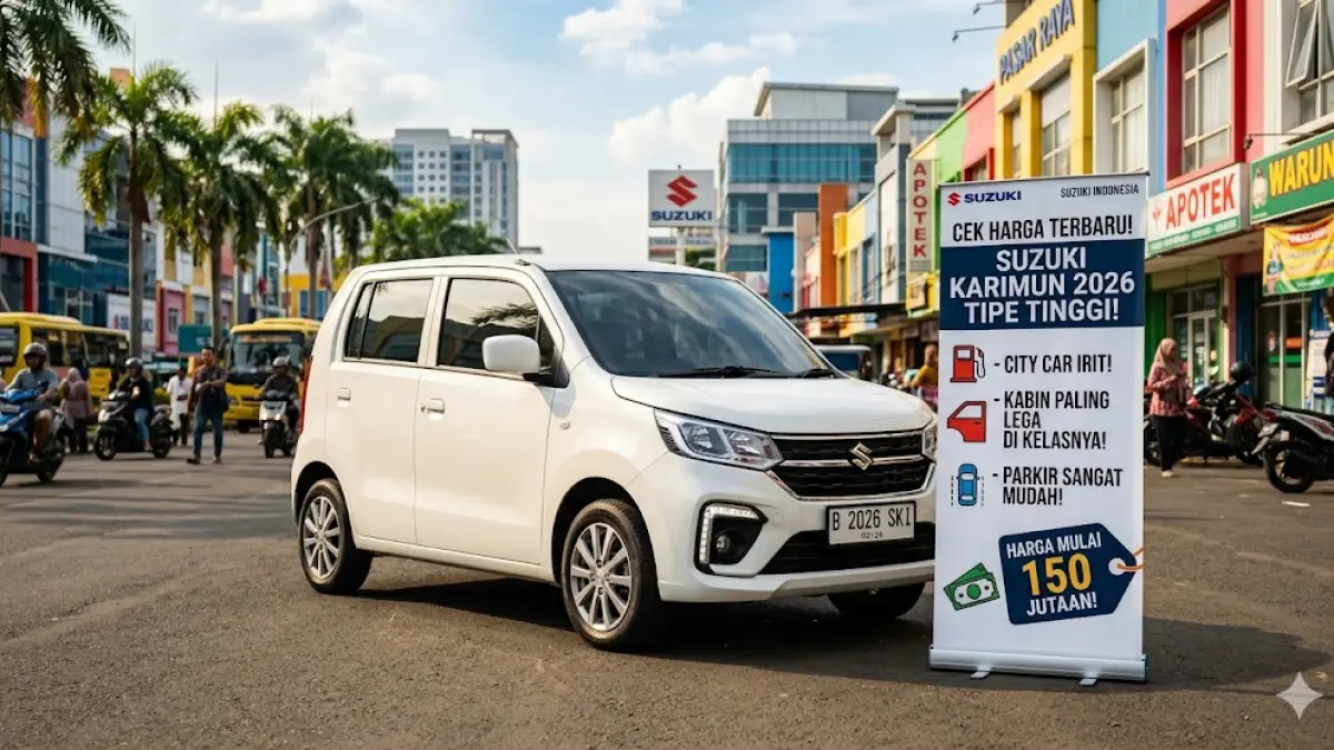Bocoran Harga Suzuki Karimun 2026 tipe tinggi Indonesia. Intip spesifikasi Wagon R yang lincah, irit BBM, dan kabin lapang. Pilihan cerdas harian! (gemini ai)