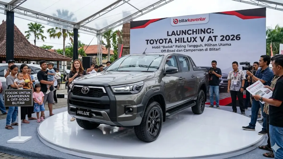 Cek spek Toyota Hilux V AT 2026 terbaru! Mobil badak 4x4 paling tangguh, fitur mewah, cocok untuk campervan. Harga & promo terbaik hanya di Blitar. (Gemini AI)