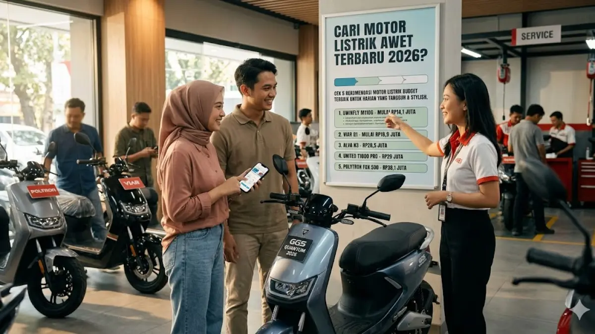 Cari motor listrik awet terbaru 2026? Cek 5 rekomendasi motor listrik budget terbaik mulai Rp14 jutaan untuk harian yang tangguh dan stylish. (gemini ai)