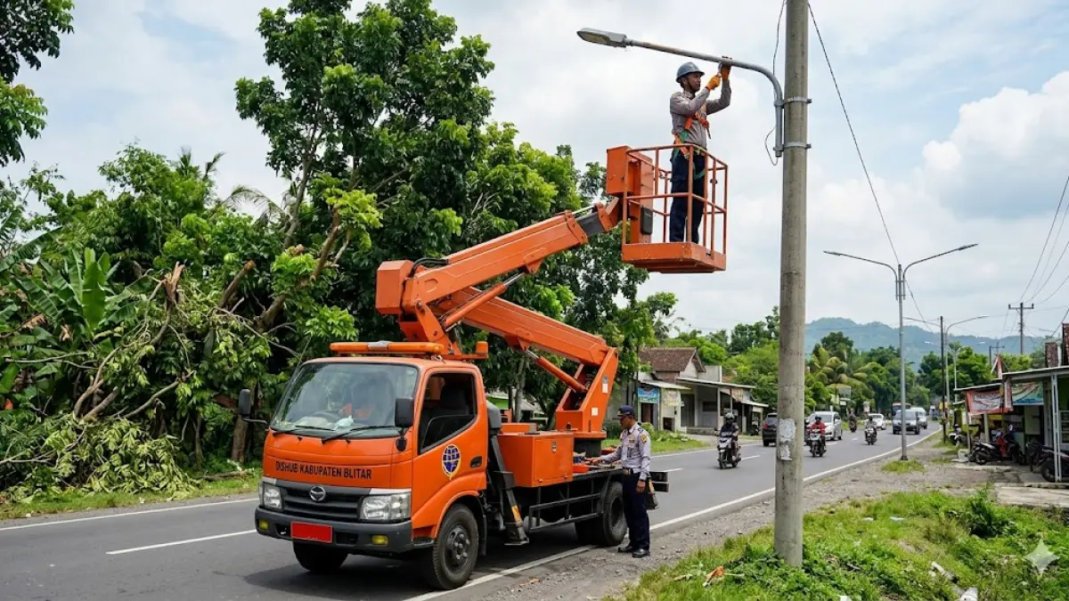 DISHUB KABUPATEN BLITAR UNTUK RADAR PENATARAN - DIGANTI: Dishub rencanakan perbaikan PJU berbasis kecamatan. (gemini ai)