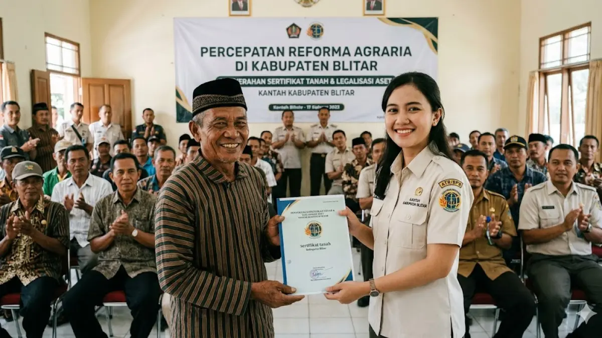 Kenali pentingnya reforma agraria dan peran Kantah Kabupaten Blitar dalam mewujudkan kesejahteraan rakyat melalui redistribusi tanah yang adil. (Gemini AI)
