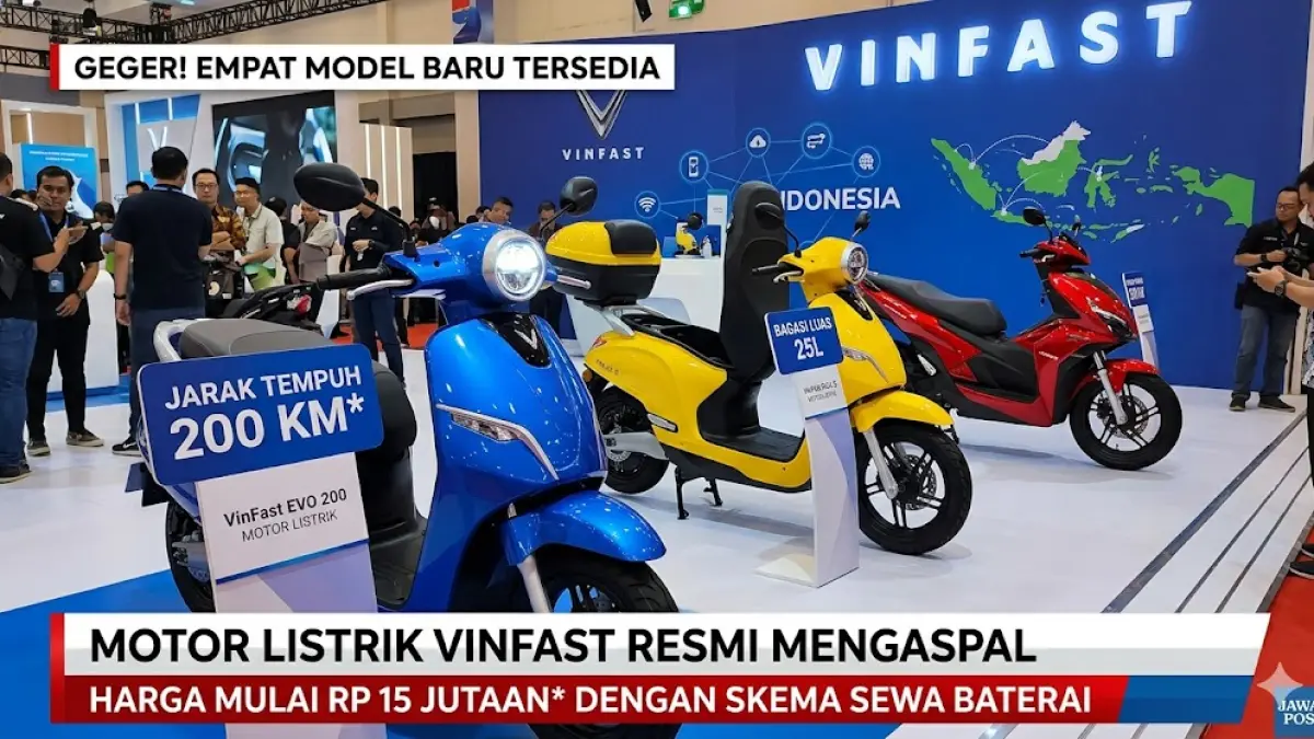 Motor Listrik VinFast resmi rilis di Indonesia! Jarak tempuh 200 km, fitur anti banjir, harga mulai 15 jutaan dengan sewa baterai. Cek infonya!