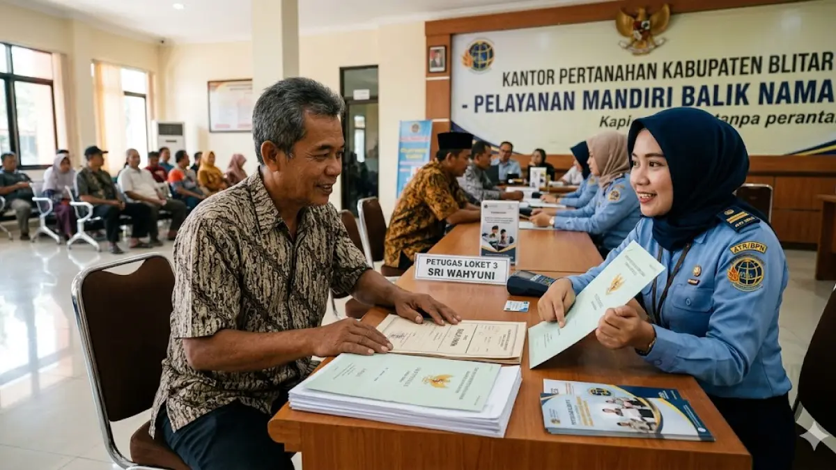 Simak cara balik nama sertifikat tanah tanpa notaris di Blitar. Lebih hemat biaya, proses transparan, dan tetap sah secara hukum di BPN! (Gemini AI)