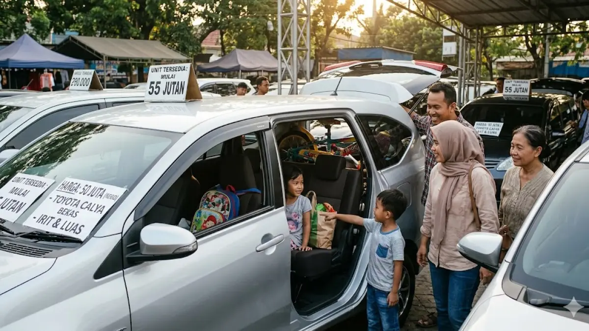 Cari Toyota Calya bekas harga 50 juta? Cek update harga terbaru 2026 mulai 55 jutaan di berbagai kota. Pilihan MPV irit, luas, dan tahun muda untuk keluarga! (gemini ai)