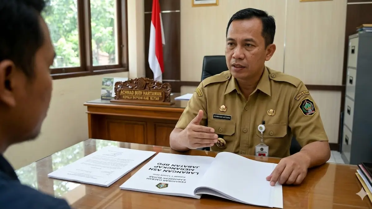 Hampir setiap desa di Kabupaten Blitar memiliki badan permusyawaratan desa (BPD) yang anggotanya berstatus aparatur sipil negara (ASN). (Gemini AI)