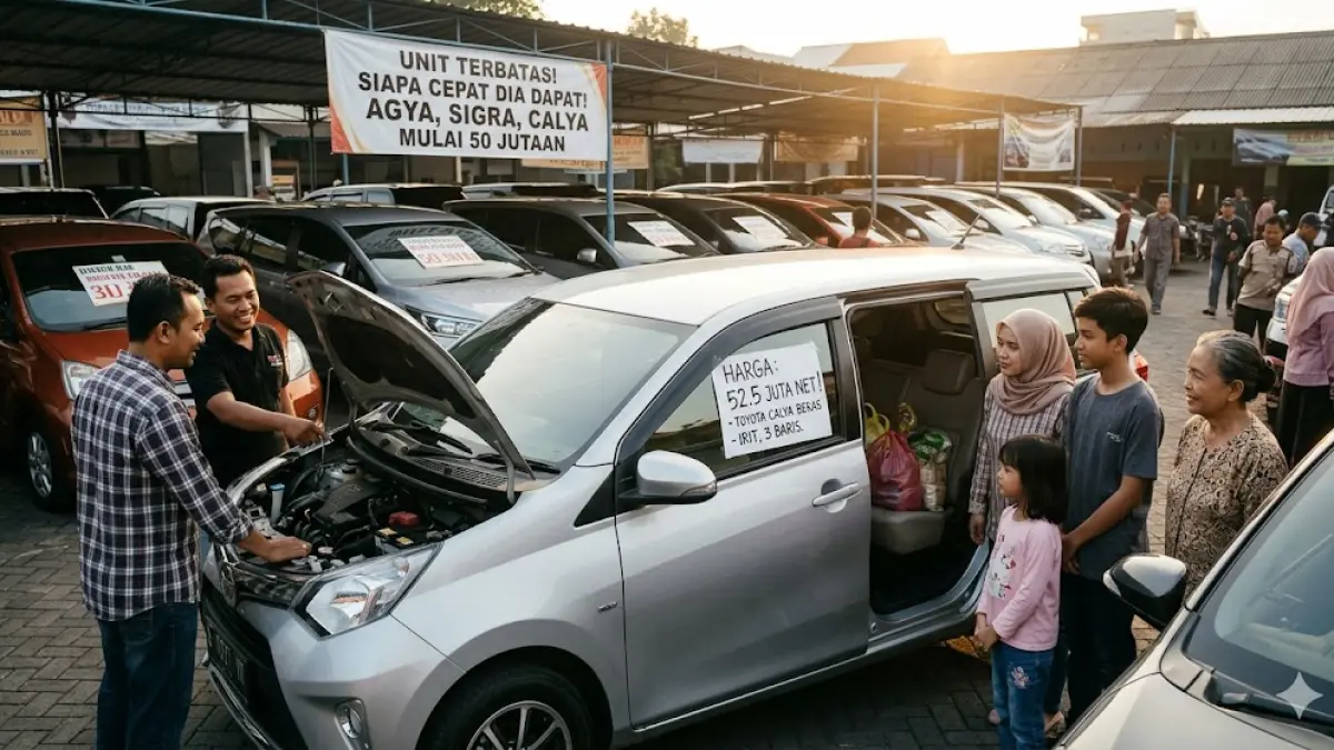 Update harga Toyota Calya bekas harga 50 juta terbaru 2026. Simak pilihan unit alternatif dan tips cek kondisi mesin agar tidak salah beli. (gemini ai)