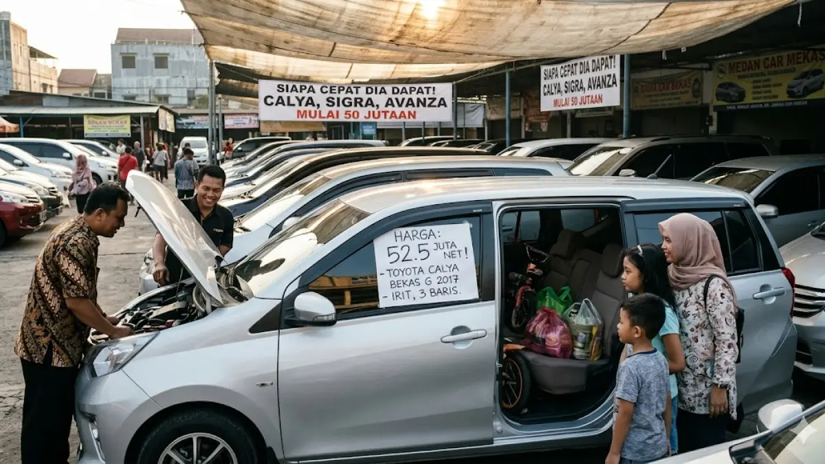 Update harga Toyota Calya bekas harga 50 juta terbaru. Simak kelebihan mesin 1.200cc, tips cek bodi kaleng, dan rekomendasi unit LCGC terbaik 2026. (gemini ai)