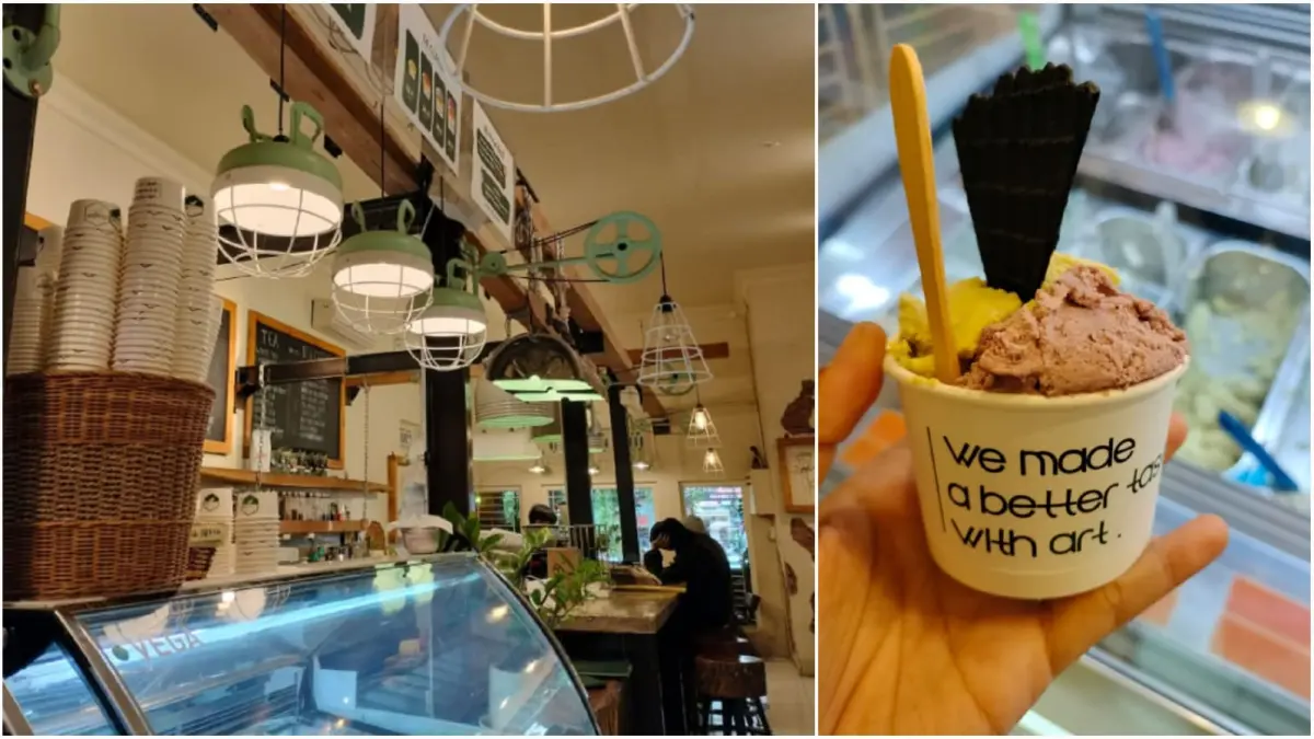 AKHMAD NUR KHOIRI/RADAR BLITAR - SEGAR: Es krim gelato yang menjadi menu favorit pelanggan.