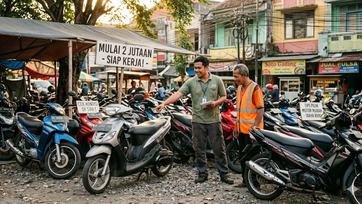 Cari motor kerja budget tipis? Simak rekomendasi motor bekas murah untuk kerja harian mulai 2 jutaan di Solo. Cek kondisi dan tips pilihnya! (gemini ai)