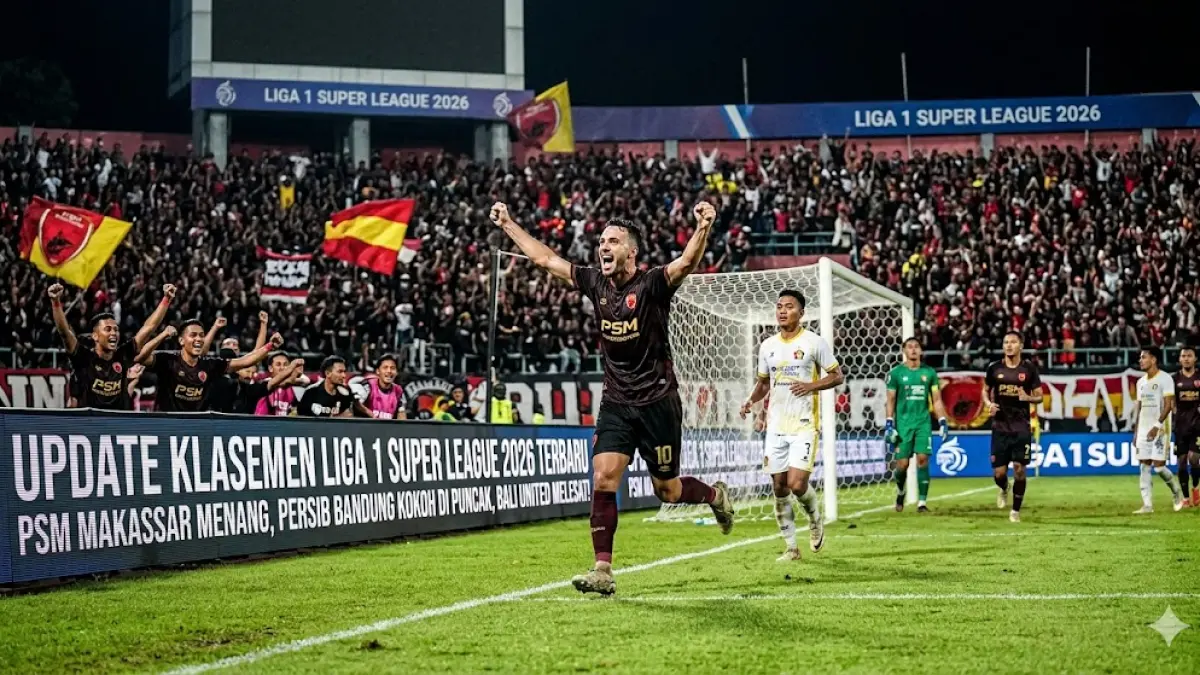 Cek klasemen Liga 1 Super League 2026 terbaru! PSM & Bali United menang, Persib kokoh di puncak. Simak update top skor & jadwal big match! (Gemini AI)