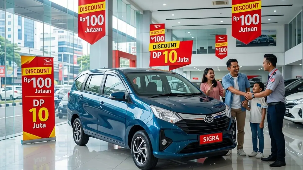 Daihatsu Sigra 2026 banjir promo! Harga Rp100 jutaan, DP Rp10 juta, diskon besar dan hadiah menarik untuk mobil keluarga murah.