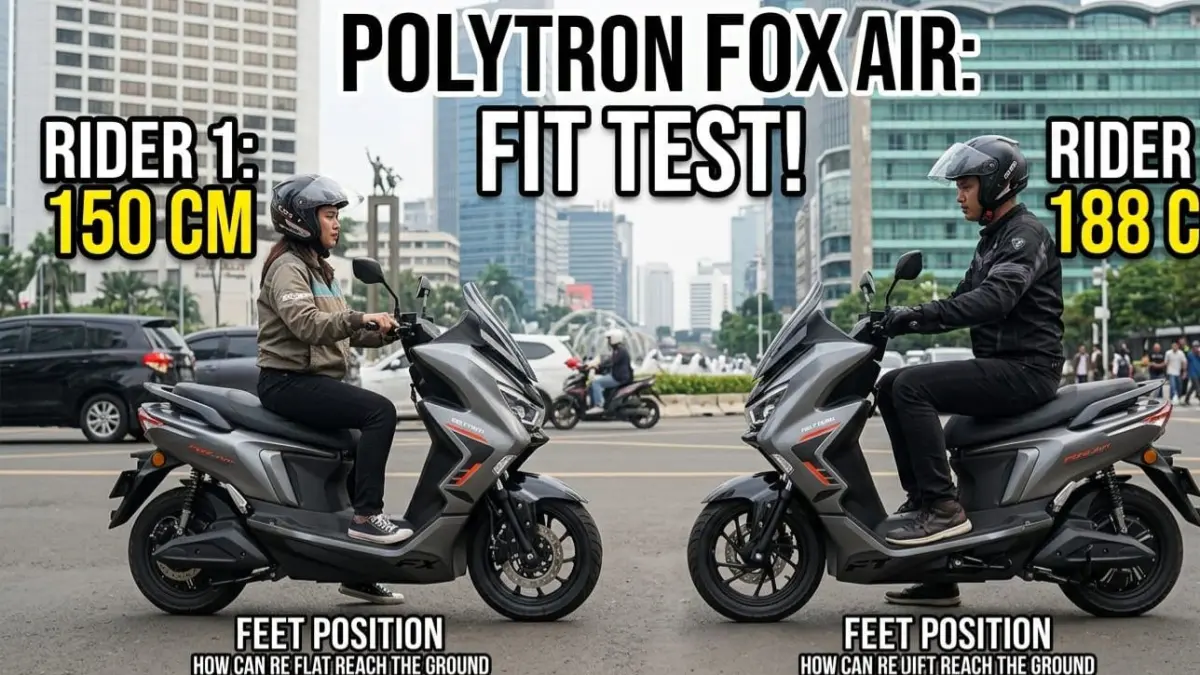 Polytron Fox Air terbukti nyaman untuk tinggi 150–188 cm. Uji coba ini jawab keraguan soal ergonomi motor listrik.