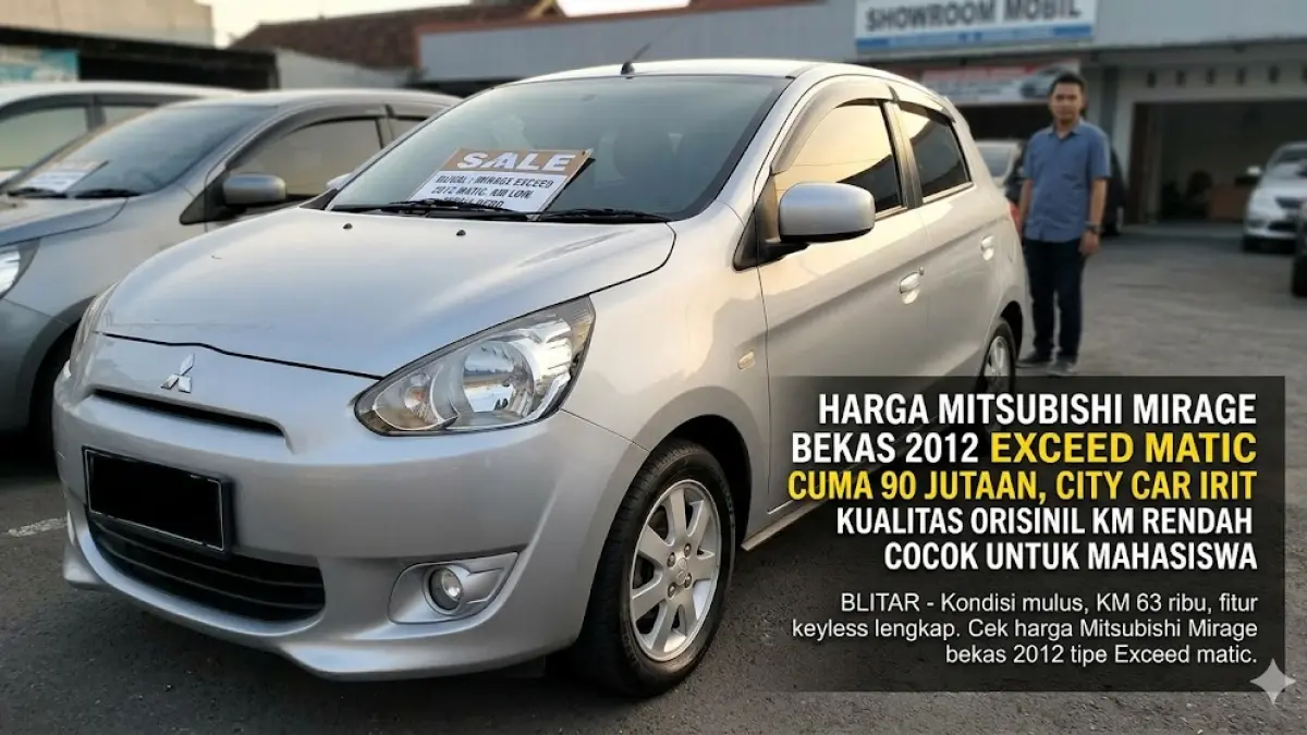 Cek harga Mitsubishi Mirage bekas 2012 tipe Exceed matic. Kondisi mulus, KM 63 ribu, fitur keyless lengkap. Cocok untuk city car harian!