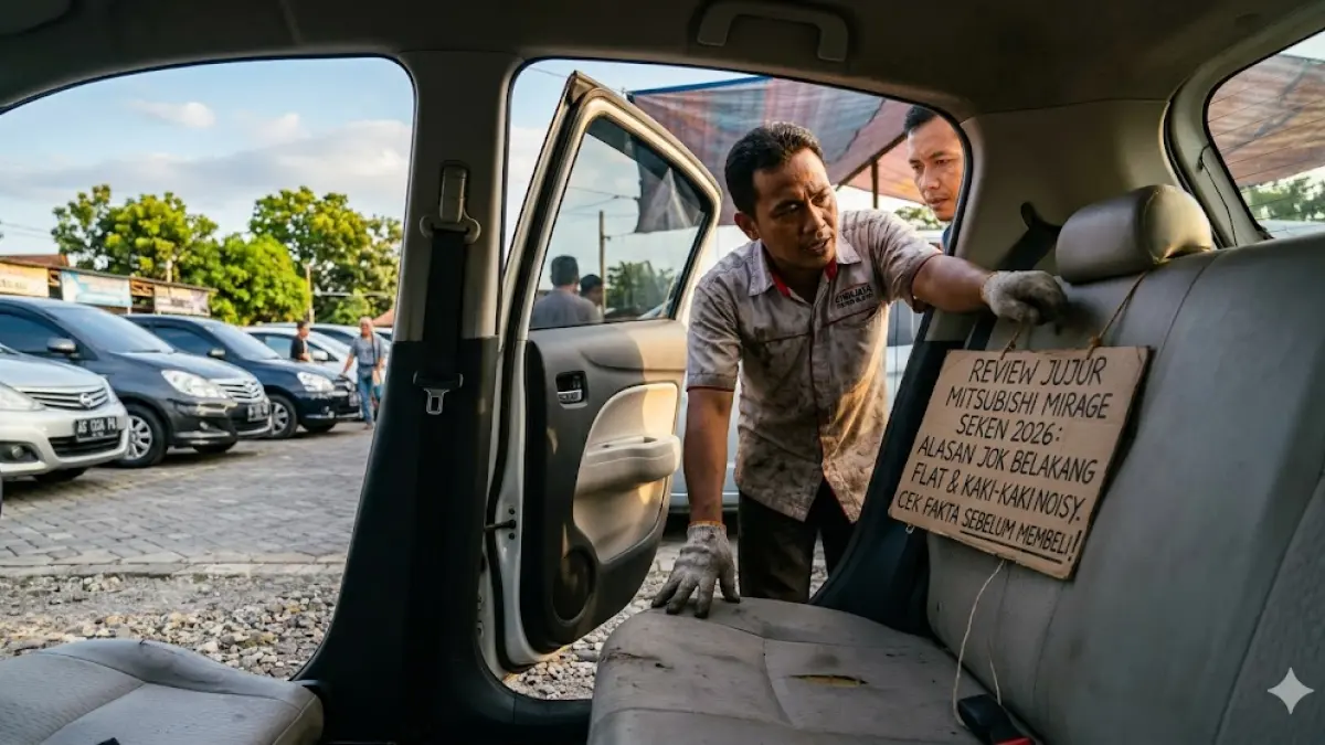 Review jujur Mitsubishi Mirage bekas 2026: Alasan mengapa jok belakang dan kaki-kakinya sering dikeluhkan. Cek faktanya sebelum menyesal membeli! (gemini ai)