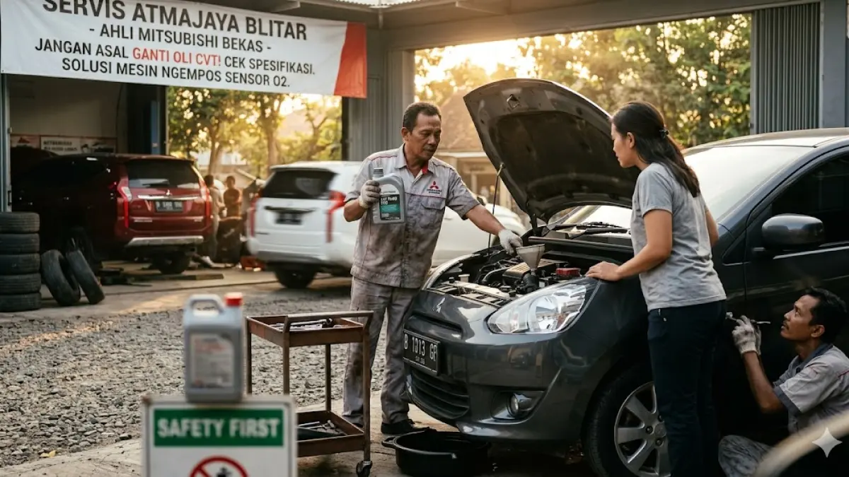 Tips rawat Mitsubishi Mirage 2026: Jangan asal ganti oli CVT! Simak panduan spesifikasi oli dan solusi mesin ngempos akibat sensor O2 bermasalah. (gemini ai)